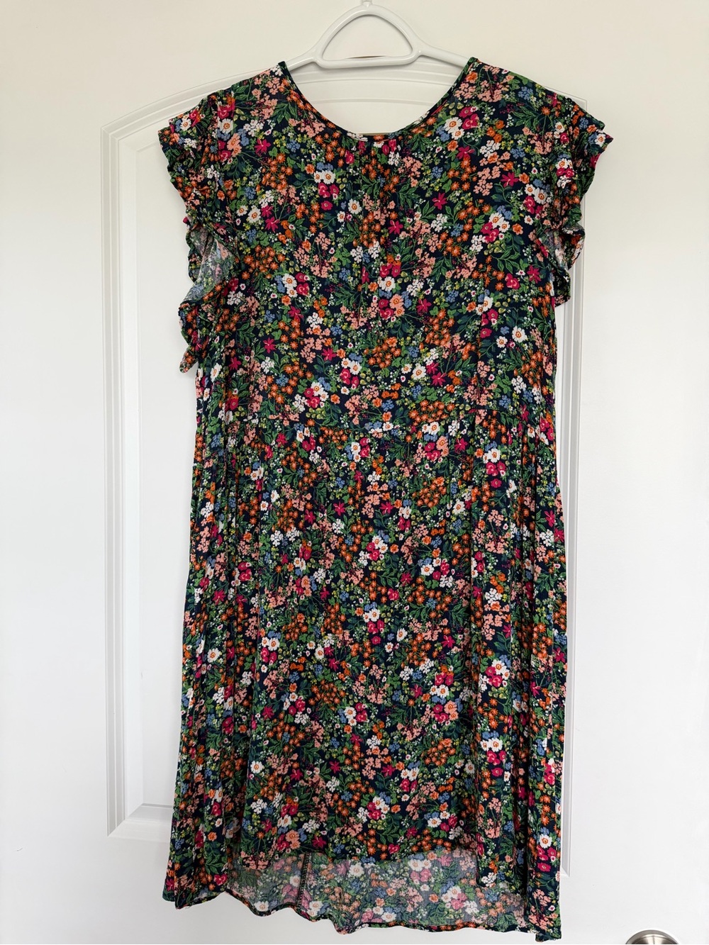 mts Floral Ruffle Sleeve Dress - Dark Green Multi